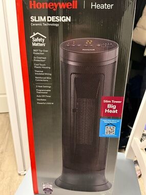 Honeywell Black Slim Tower Ceramic Heater - Portable Space Heater